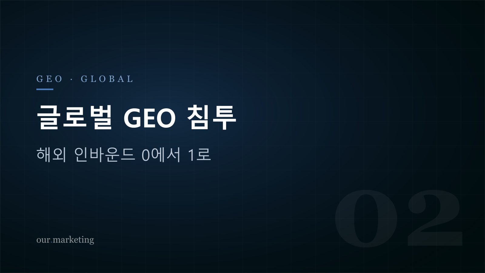 글로벌 GEO 확장 — 해외 인바운드 0→1